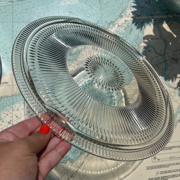 Vintage Cut Glass Cake Plate with Chrome Lid - Picture 4 of 5